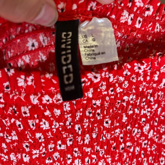 Red H&M Smocked Dress size Large - Picture 5 of 7